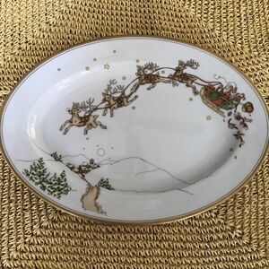 FITZ & FLOYD St. Nicholas 14" Oval Porcelain Serving Platter. Vintage EUC